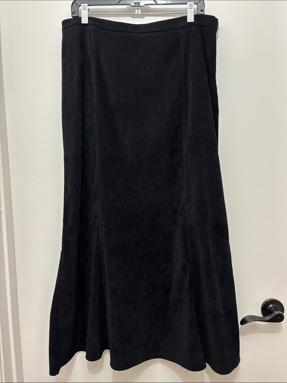 Tribal Black A-Line Midi Skirt Velvet feel Sz 14